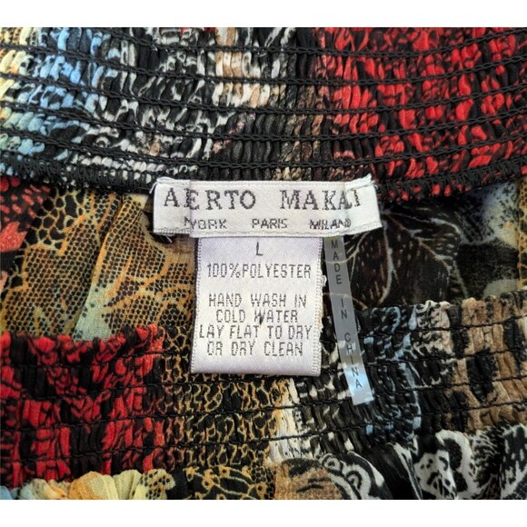 Alberto Makali Sheer Top Women's LG Abstract Floral Bishop Sleeves - Picture 5 of 7